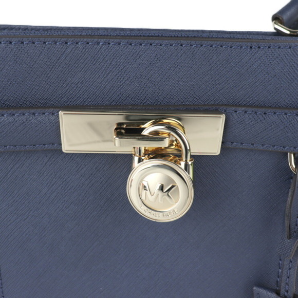 Michael Kors Hamilton Traveler Medium Shoulder Bag 35F7GHXM2L PVC Navy Cadena - Picture 7 of 9